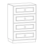 shaker 4 drawer base cabinet with AGT fronts, soft-close slides, and modern, ready-to-install design.
