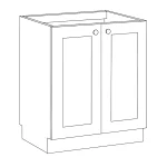 white double door cabinet with flat panel doors and sleek modern finish.
