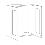 shaker white over the range cabinet with flat panel doors and sleek modern finish.