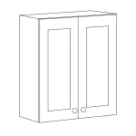 Over the Range Cabinet with double doors in high gloss white finish, designed for kitchen space optimization above stoves.
