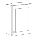 wall single door cabinet in high gloss white finish, featuring right hinge, ideal for contemporary kitchen storage solutions.
