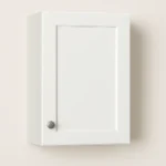 Canadian RTI Cabinets offers wall single door cabinet in high gloss white finish, featuring a Shaker-style design and a round metal knob, ideal for kitchen storage solutions.