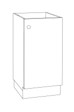 base single door cabinet in high gloss white finish, featuring right hinge, ideal for contemporary kitchen storage solutions.