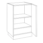 base single door cabinet in high gloss white finish, featuring right hinge, ideal for contemporary kitchen storage solutions.