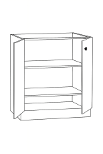white double door sink cabinet with flat panel doors and sleek modern finish.