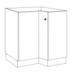 White base corner kitchen cabinet with flat high gloss door and angled design for corner installation