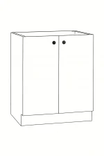 High gloss white double door cabinet with flat panel doors and sleek modern finish.