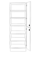 Tall 2 Door Pantry cabinet in white, showcasing a sleek design with two panel doors, ideal for kitchen storage solutions.