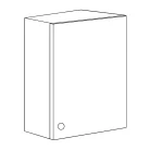 base single door cabinet in high gloss white finish, featuring right hinge, ideal for contemporary kitchen storage solutions.